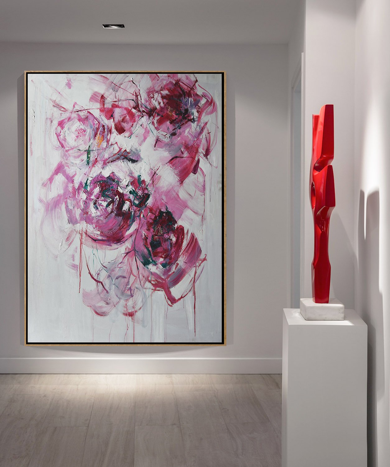 Vertical Abstract Flower Oil Painting #LX77B - Click Image to Close